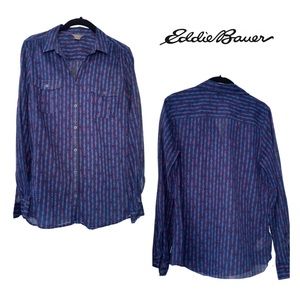 Eddie Bauer 100% Cotton sheer Women’s button-down sz M